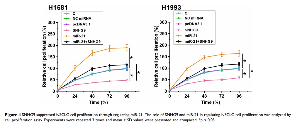 Figure 4 SNHG9 suppressed NSCLC cell proliferation through...